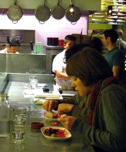 Diners at Nopalito organic Mexican restaurant in San Francisco, USA