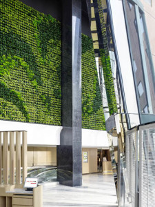 Pollution-fighting living green wall at the Eaton Smart Hotel, Hong Kong, China