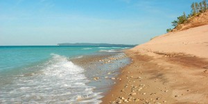 Sandy beach on Lake Michigan - near Traverse City, Michigan USA Sandy beach on Lake Michigan near Traverse City, Michigan USA