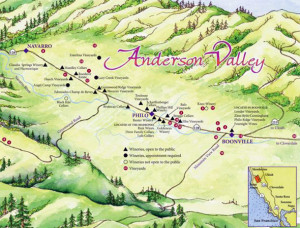 Map of Anderson Valley, America's greenest wine country